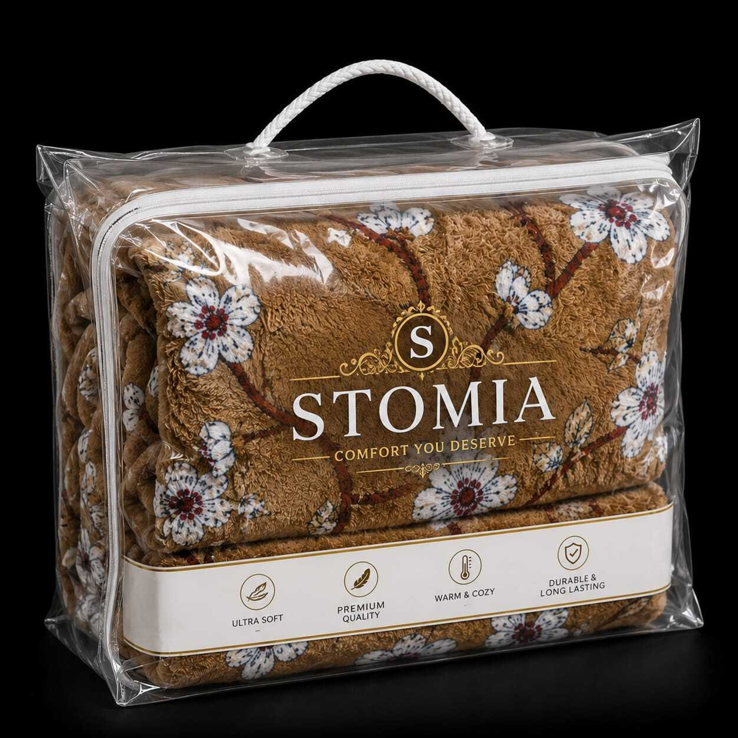 Image of STOMIA Solid Double AC Blanket for All Season (Cotton, Brown)