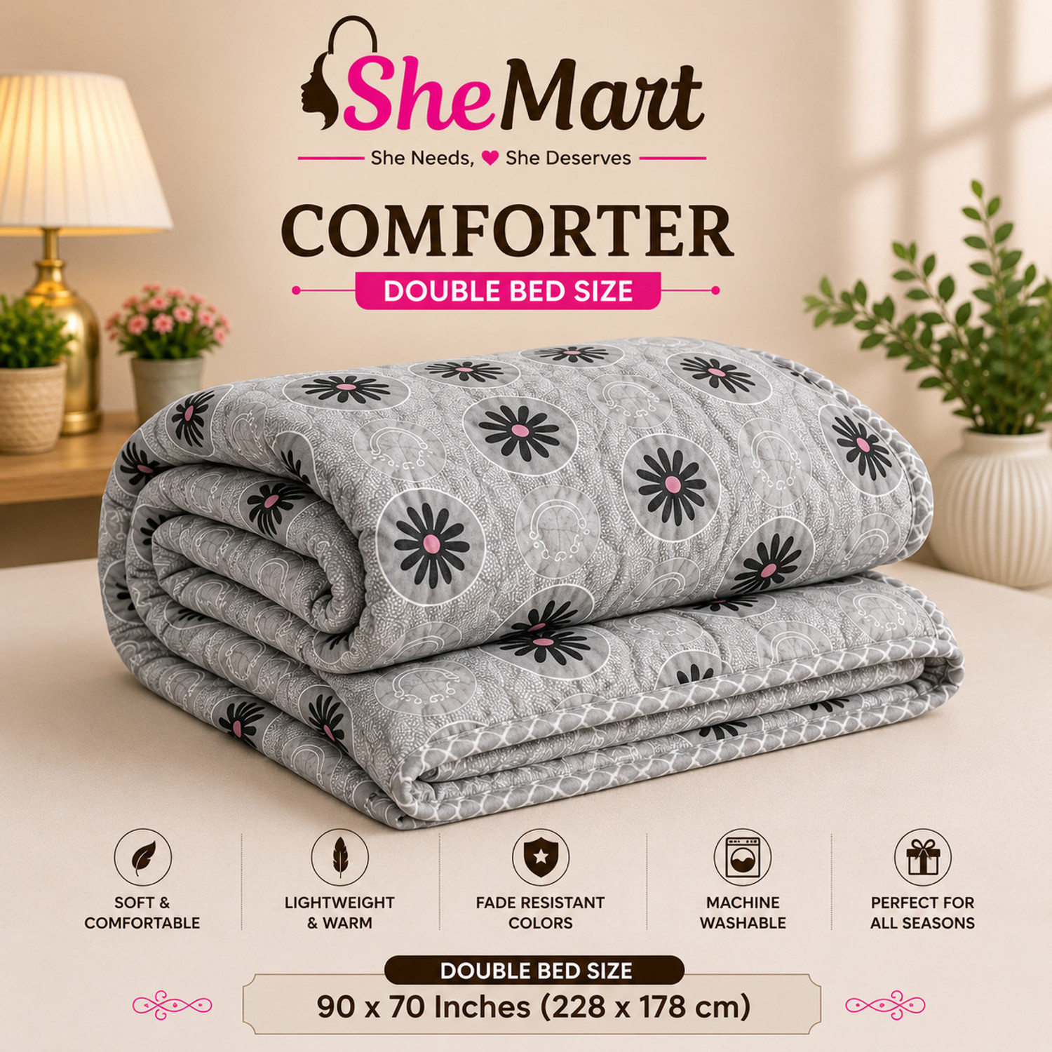 Image of Shemart Floral Double Dohar for All Season
