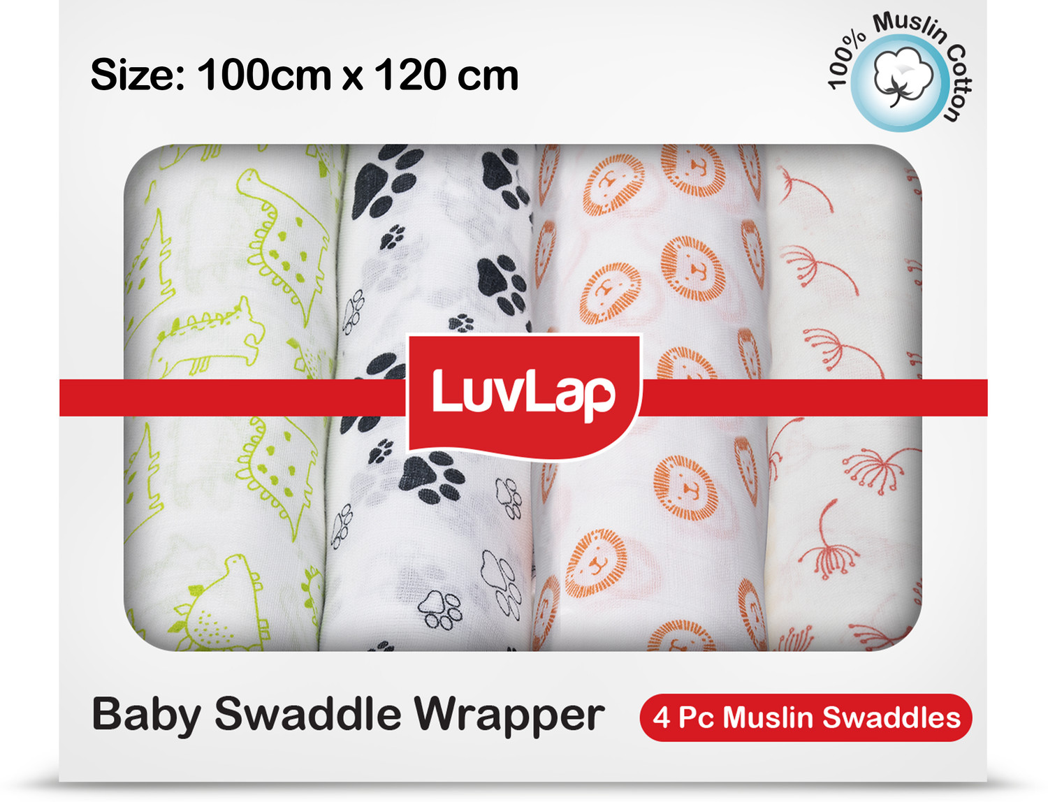 Image of LuvLap Printed Single Swaddling Baby Blanket for Mild Winter
