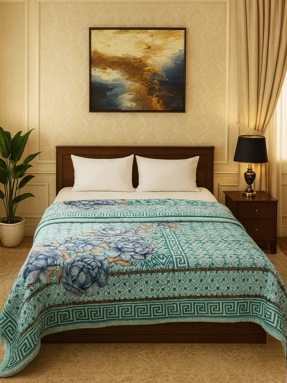 Image of Signature Geometric Double Mink Blanket for Heavy Winter
