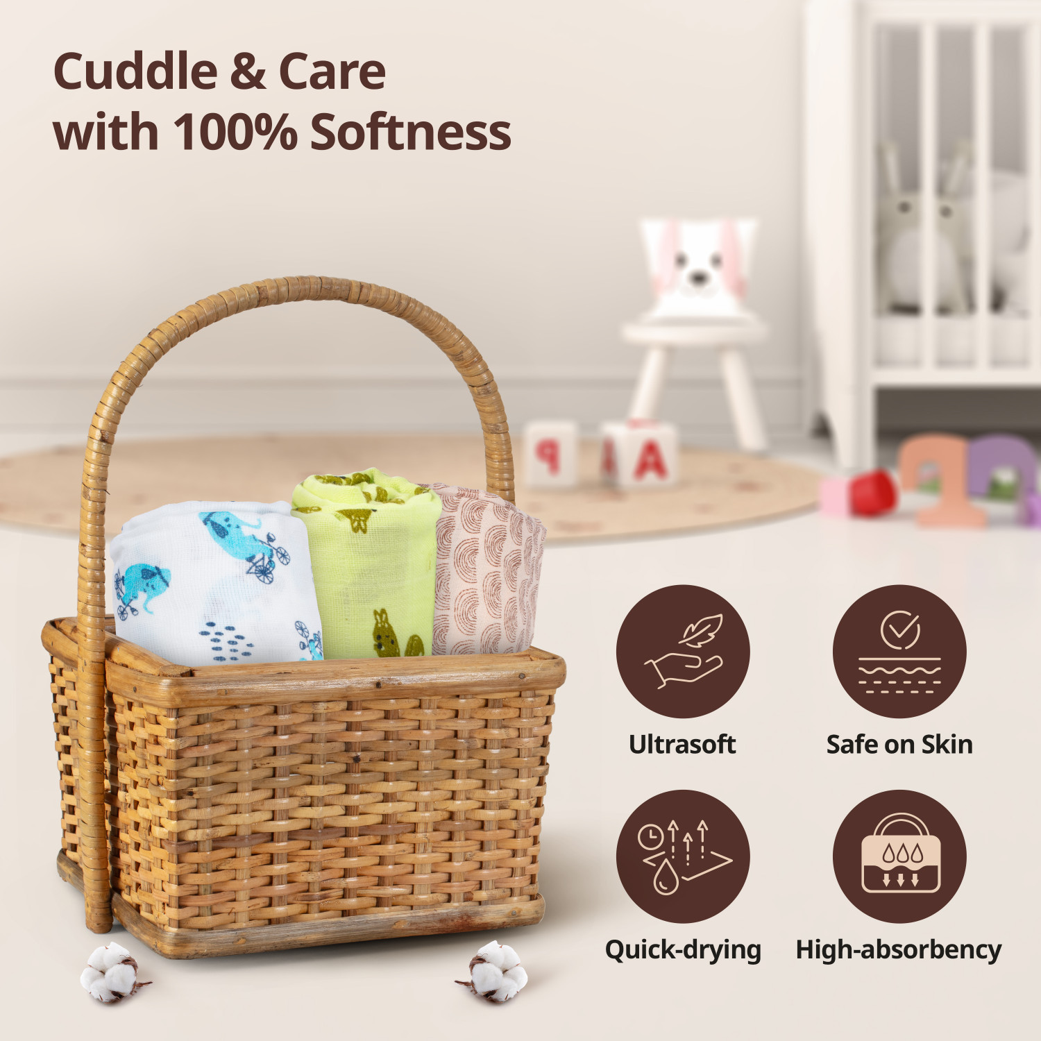 Image of LuvLap Printed Single Swaddling Baby Blanket for AC Room