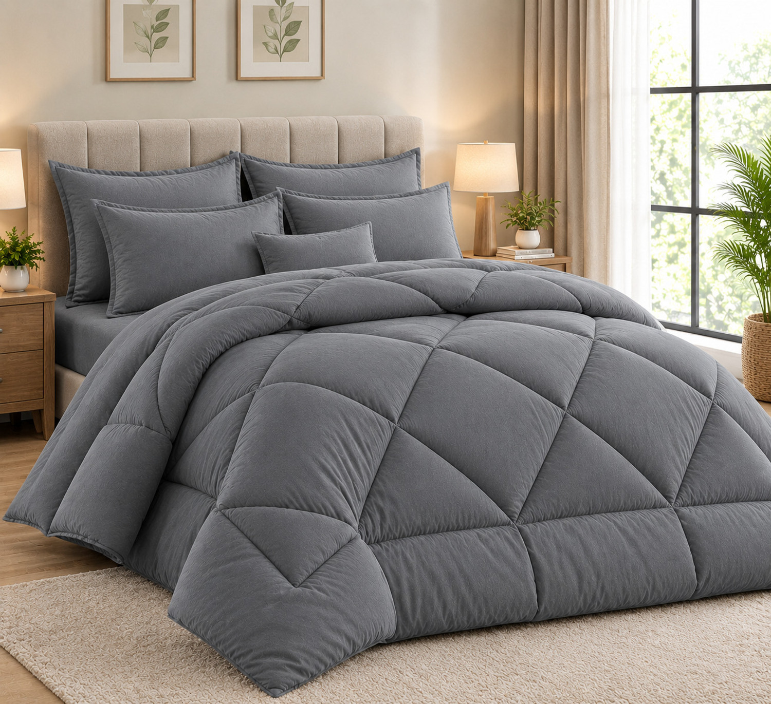 Image of NEXFIBER Solid Double Comforter for Heavy Winter