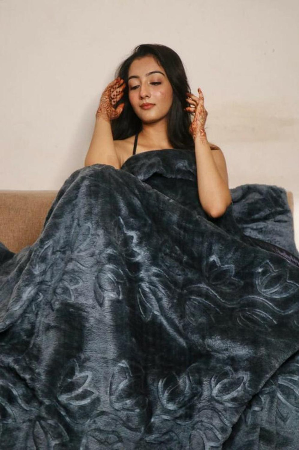 Image of Swikon star Floral Double Mink Blanket for Heavy Winter