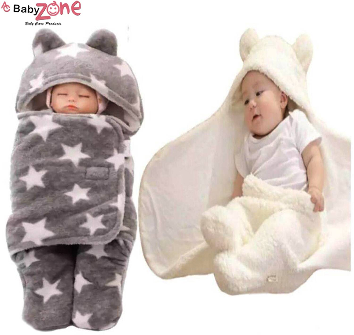 BABY ZONE Embroidered Crib Hooded Baby Blanket for  AC Room