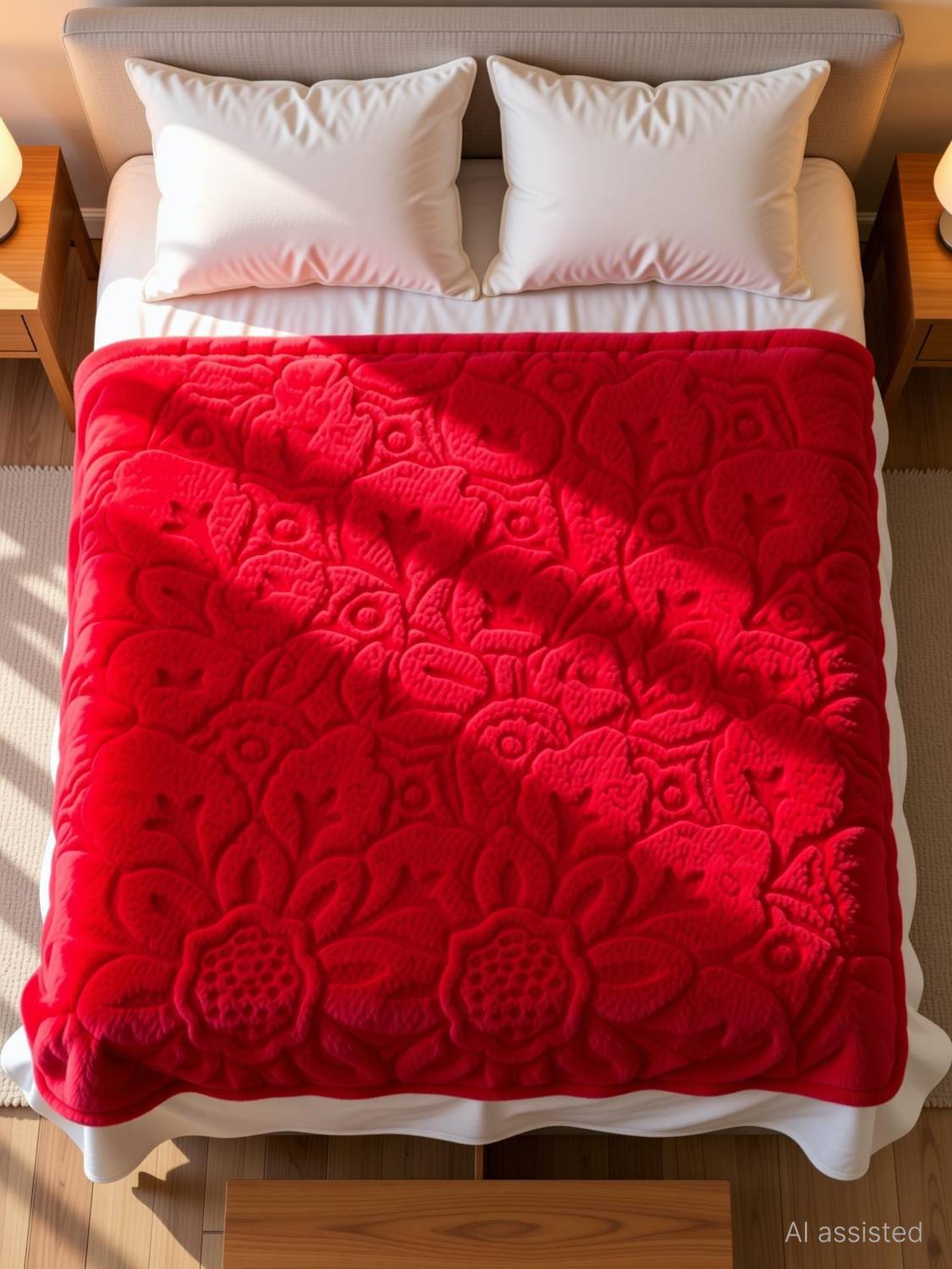 LA VERNE Self Design Double Mink Blanket for Heavy Winter