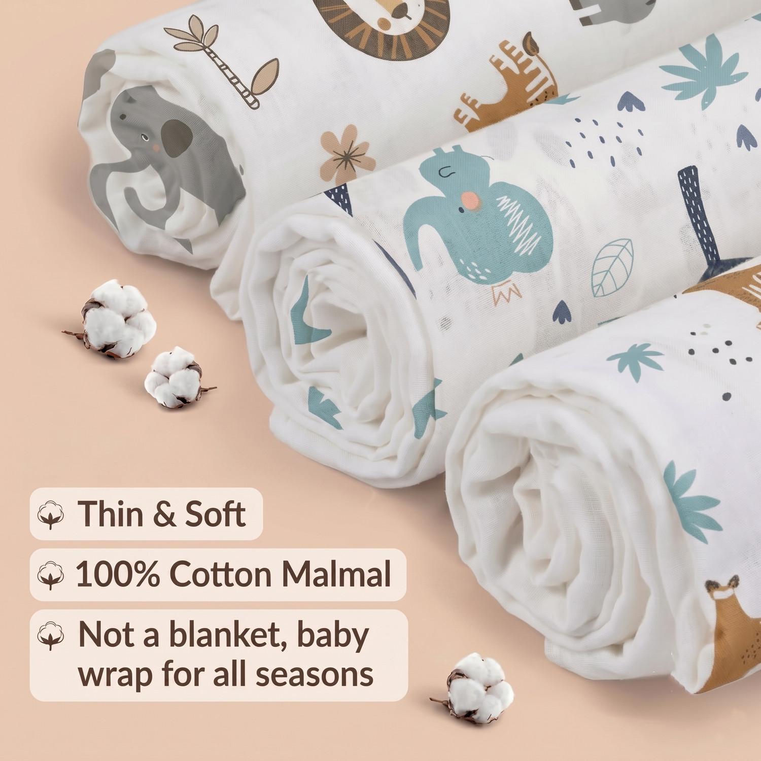 Image of Trance Home Linen Printed Crib Swaddling Baby Blanket for All Season