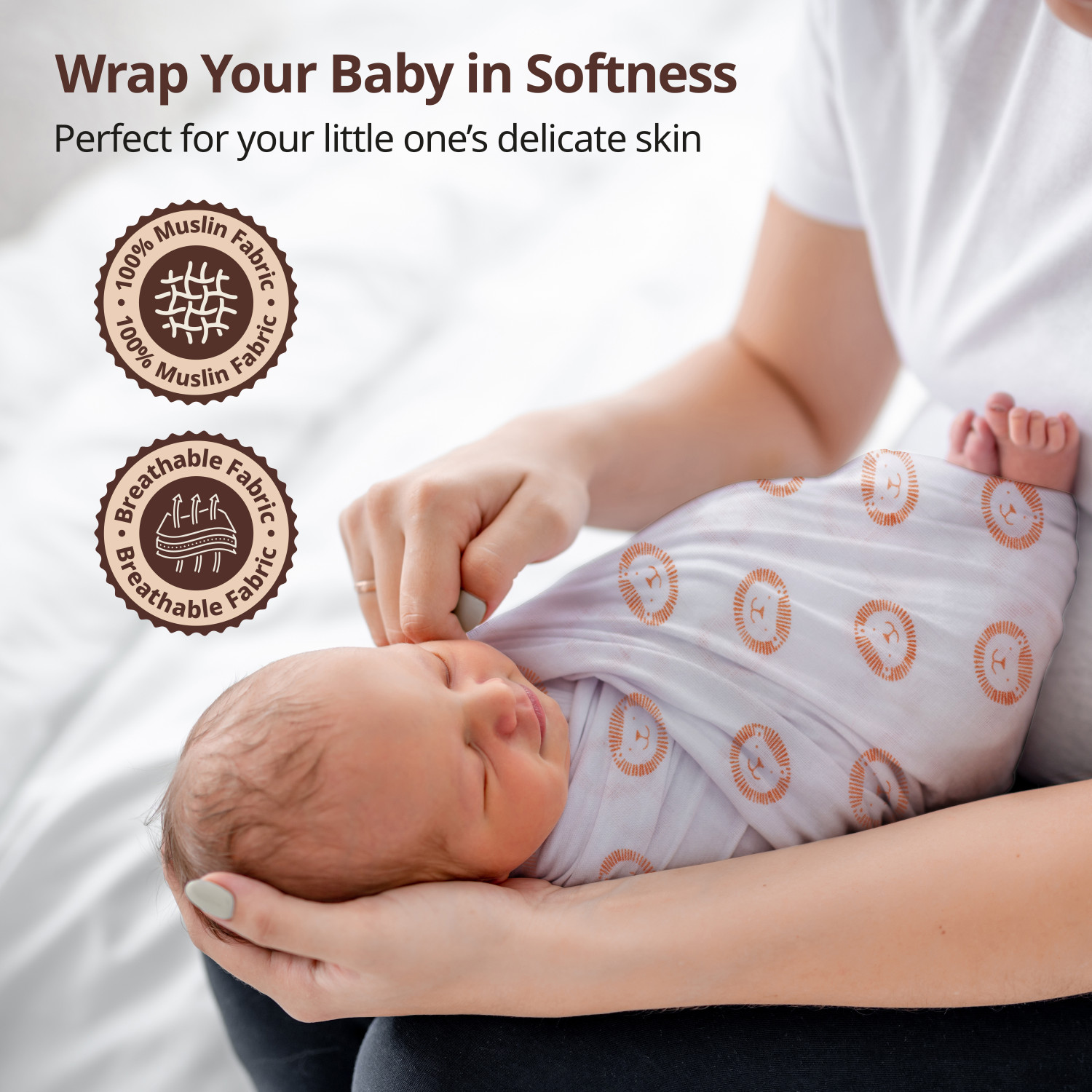 Image of LuvLap Printed Single Swaddling Baby Blanket for Mild Winter