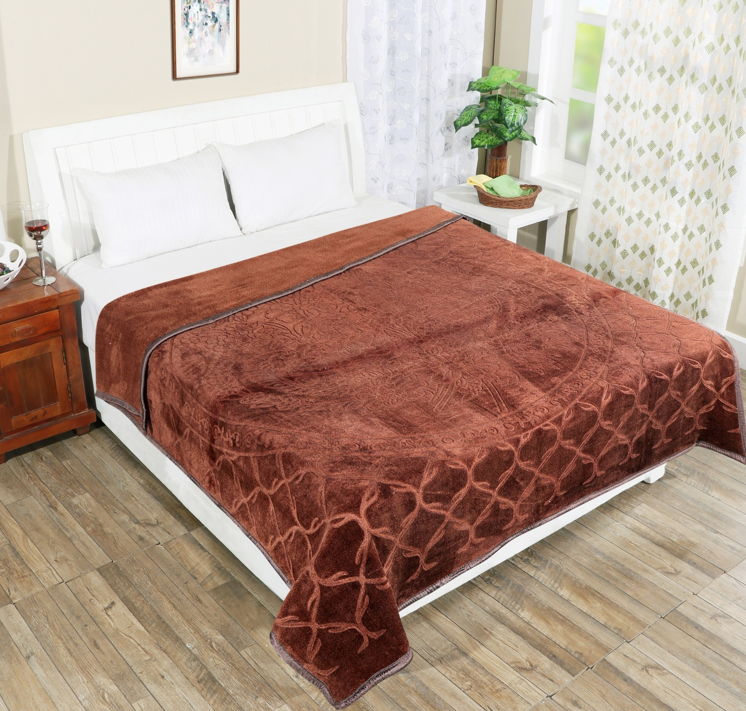 Image of Flipkart SmartBuy Self Design Double Mink Blanket for Mild Winter
