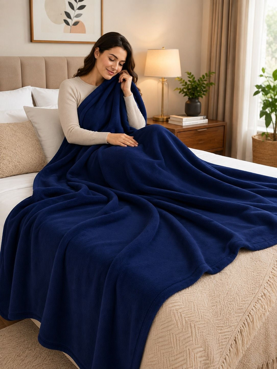 Image of Huemic Solid Single Fleece Blanket for AC Room