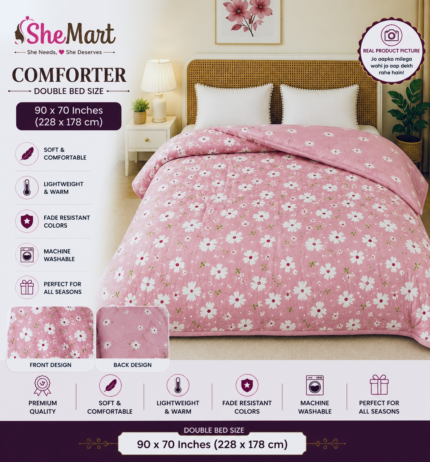Image of Shemart Floral Double Dohar for All Season