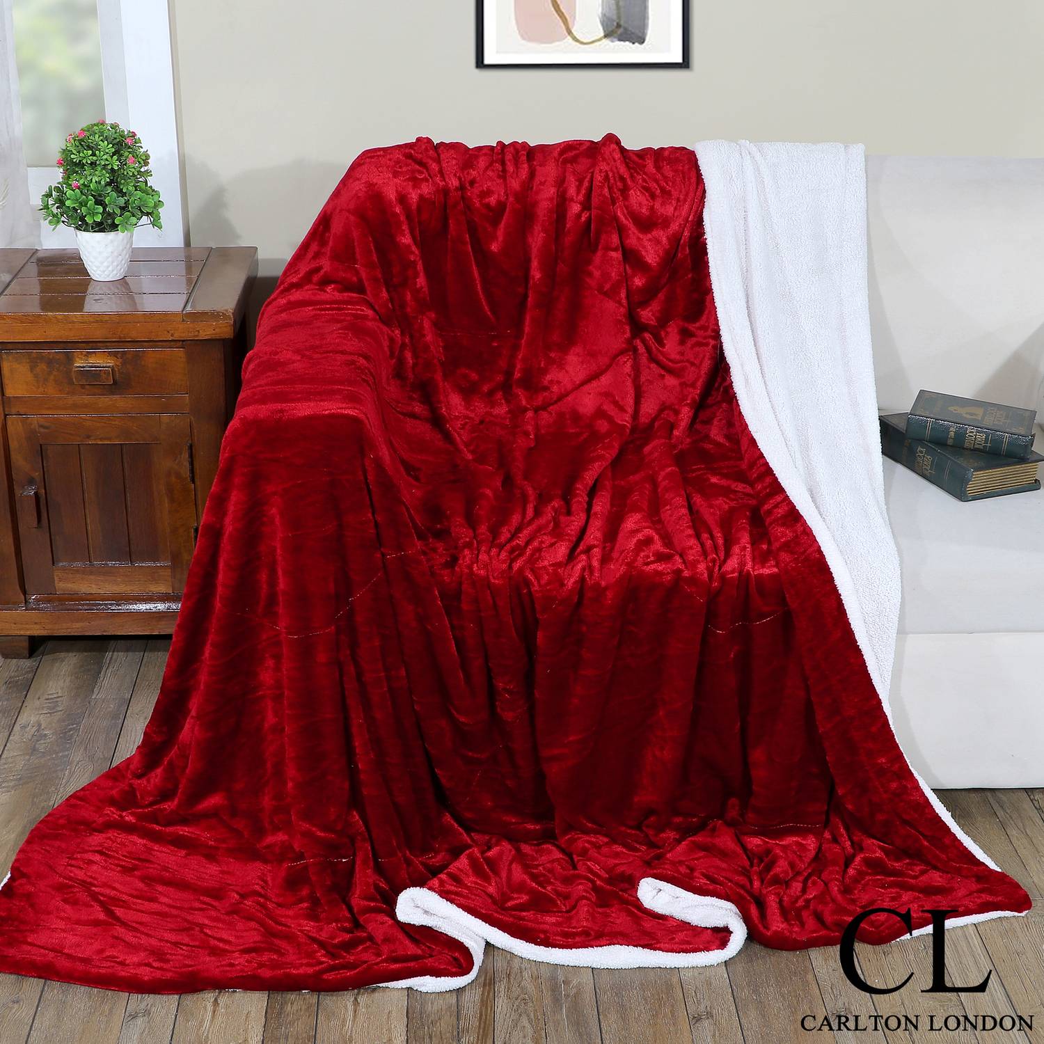 CARLTON LONDON Solid Single Sherpa Blanket for Heavy Winter