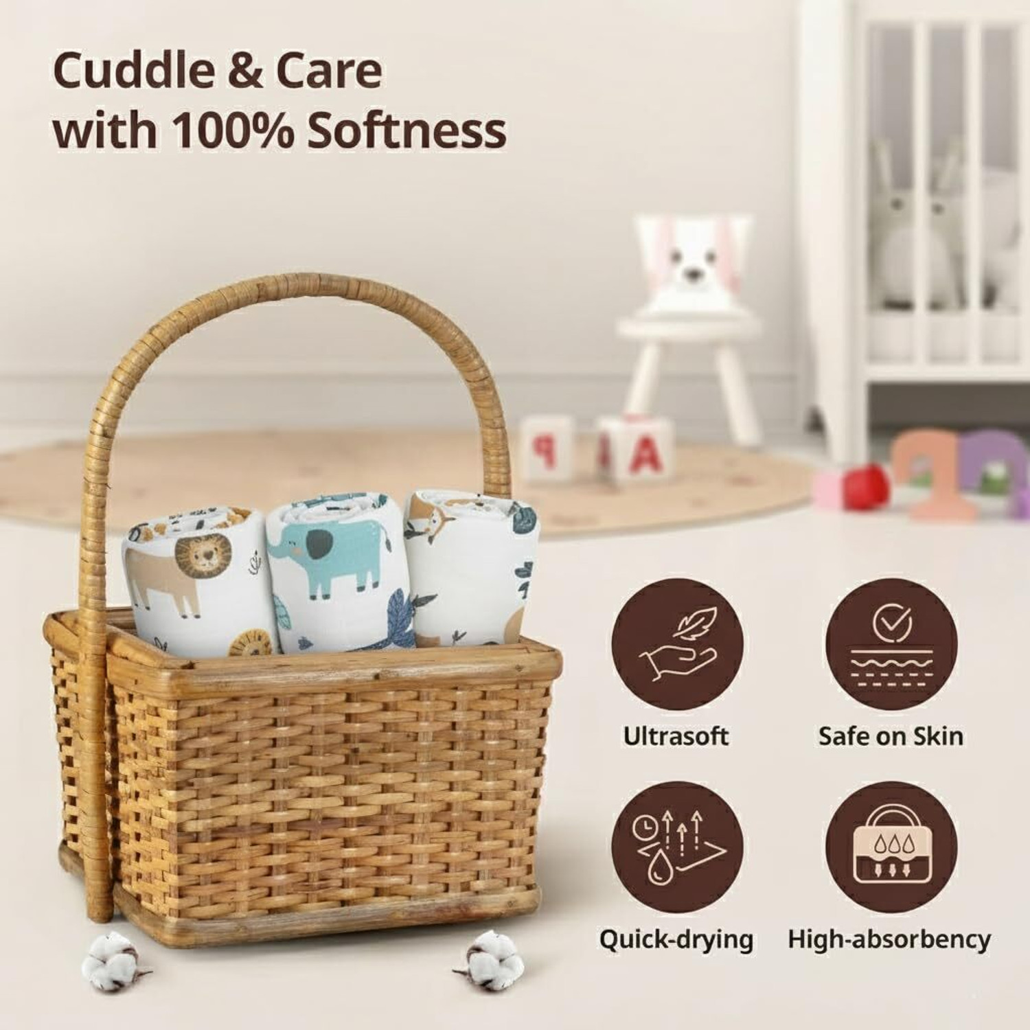 Image of Trance Home Linen Printed Crib Swaddling Baby Blanket for All Season