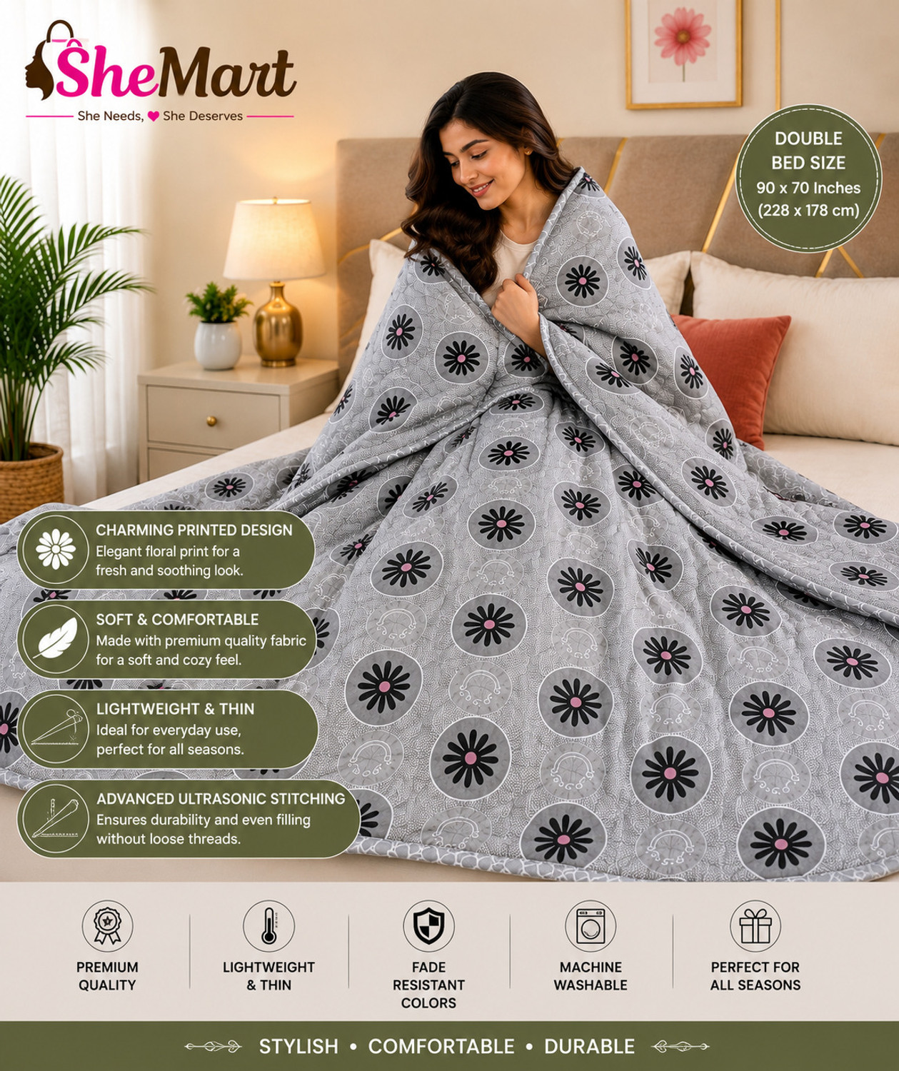 Image of Shemart Floral Double Dohar for All Season