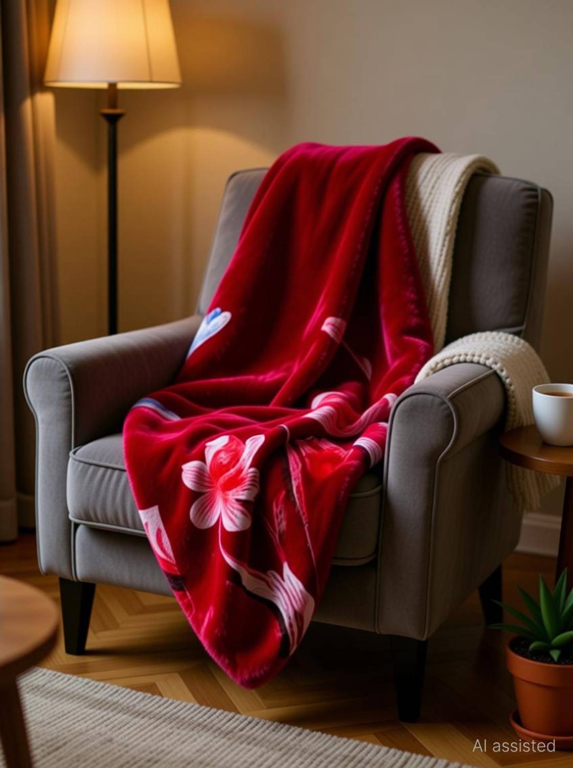 GKM Floral Single Mink Blanket for  Heavy Winter