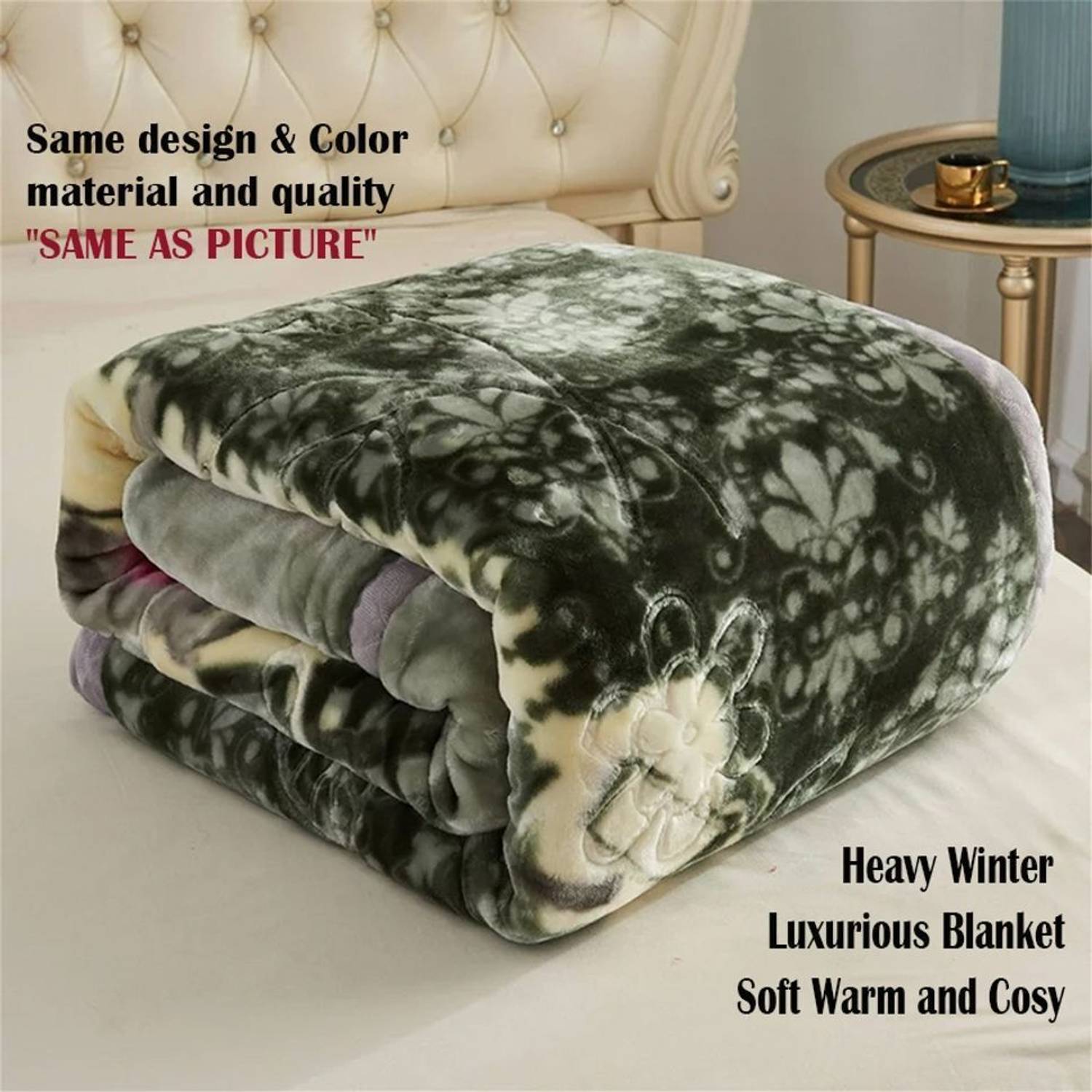 HOLYKRAFT Self Design Double Mink Blanket for  Heavy Winter