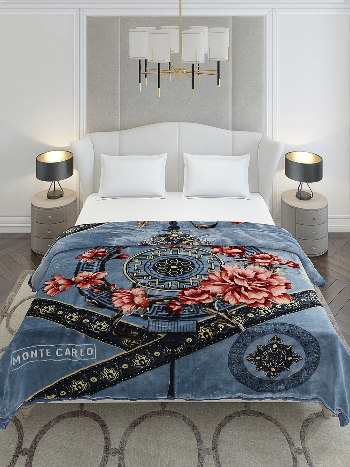 Image of MONTE CARLO Printed Double Mink Blanket for Heavy Winter