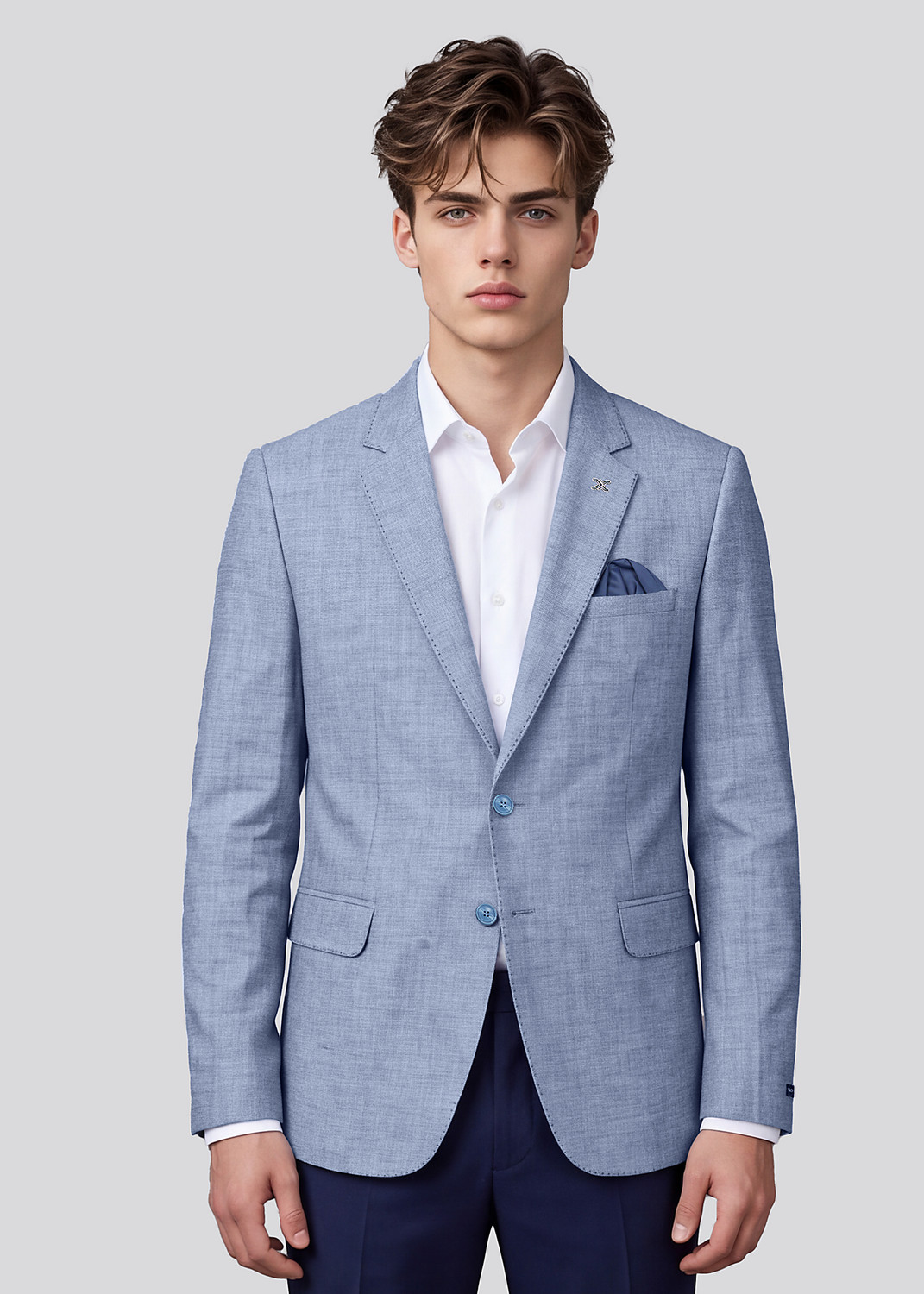 Image of KILLER Men Solid Single Breasted Casual Blazer (Blue)