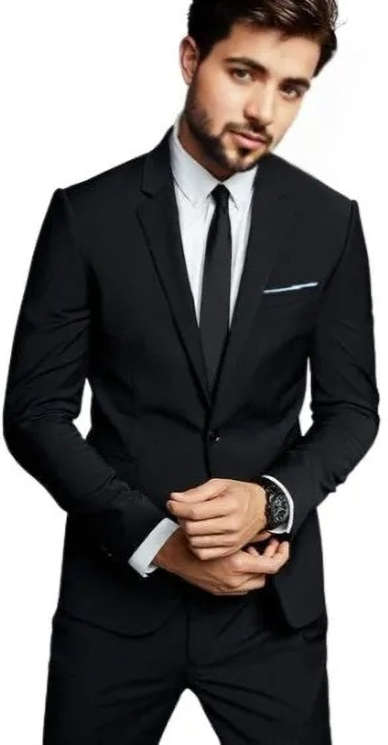 Image of Darbar In Men Solid Single Breasted Casual, Formal, Festive & Wedding, Party Blazer (Black)