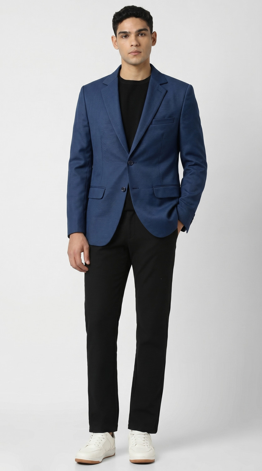 Image of RAJENDERANI Solid Single Breasted Formal Men Blazer