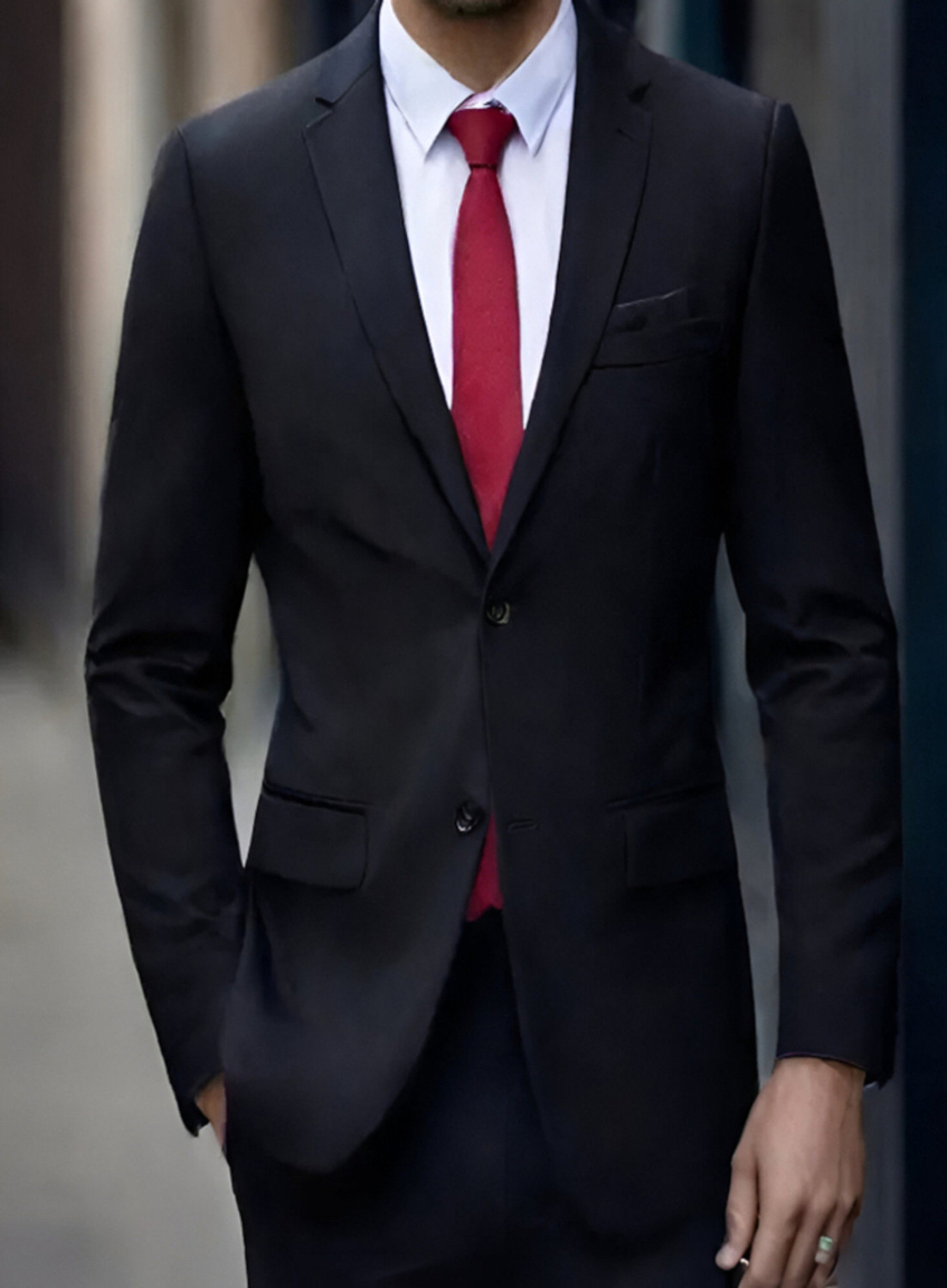 Image of CADMON Solid Single Breasted Wedding Men Blazer
