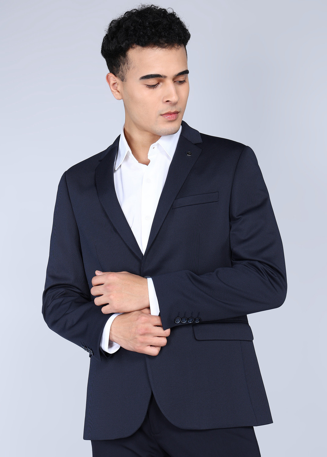 Image of VAN HEUSEN Self Design Single Breasted Formal Men Blazer
