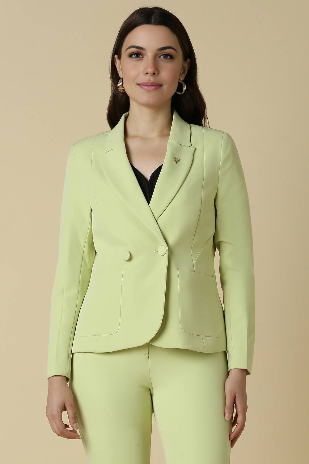 Allen Solly Solid Single Breasted Formal Women Blazer