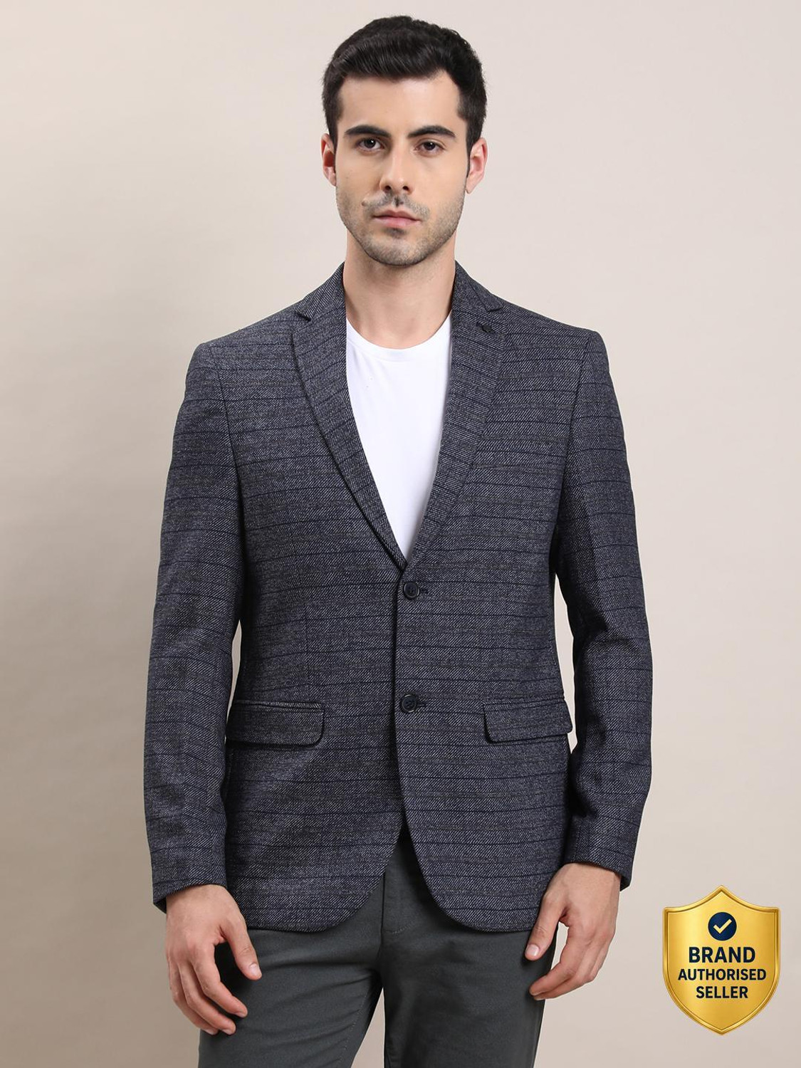 Image of TURTLE Checkered Single Breasted Casual Men Blazer