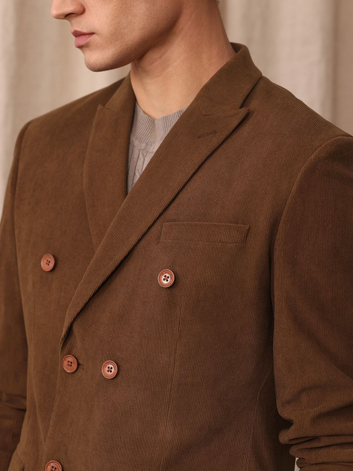 Image of Mr Bowerbird Solid Double Breasted Casual Men Blazer