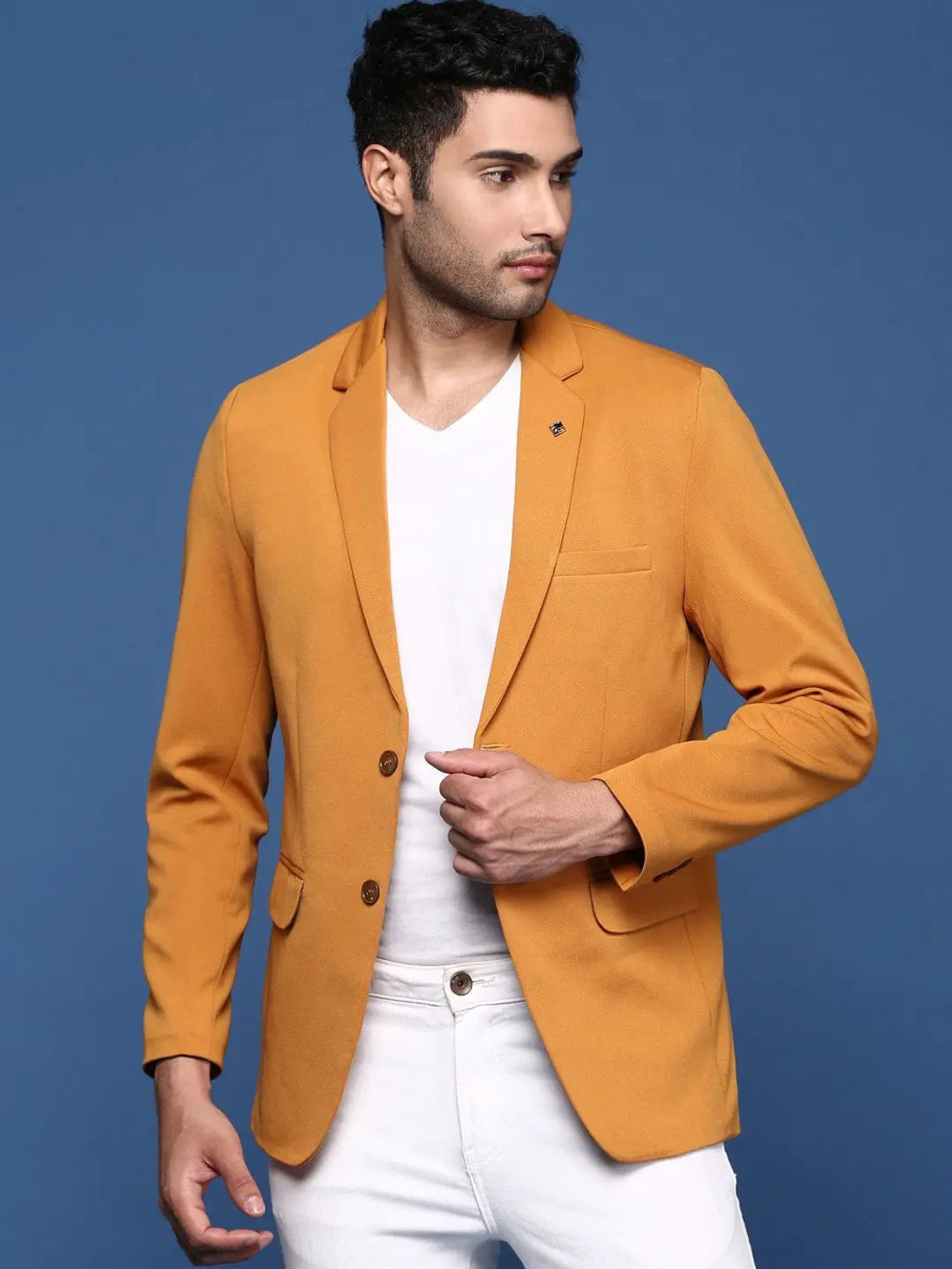 Image of SHOWOFFFF Solid Single Breasted Formal Men Blazer