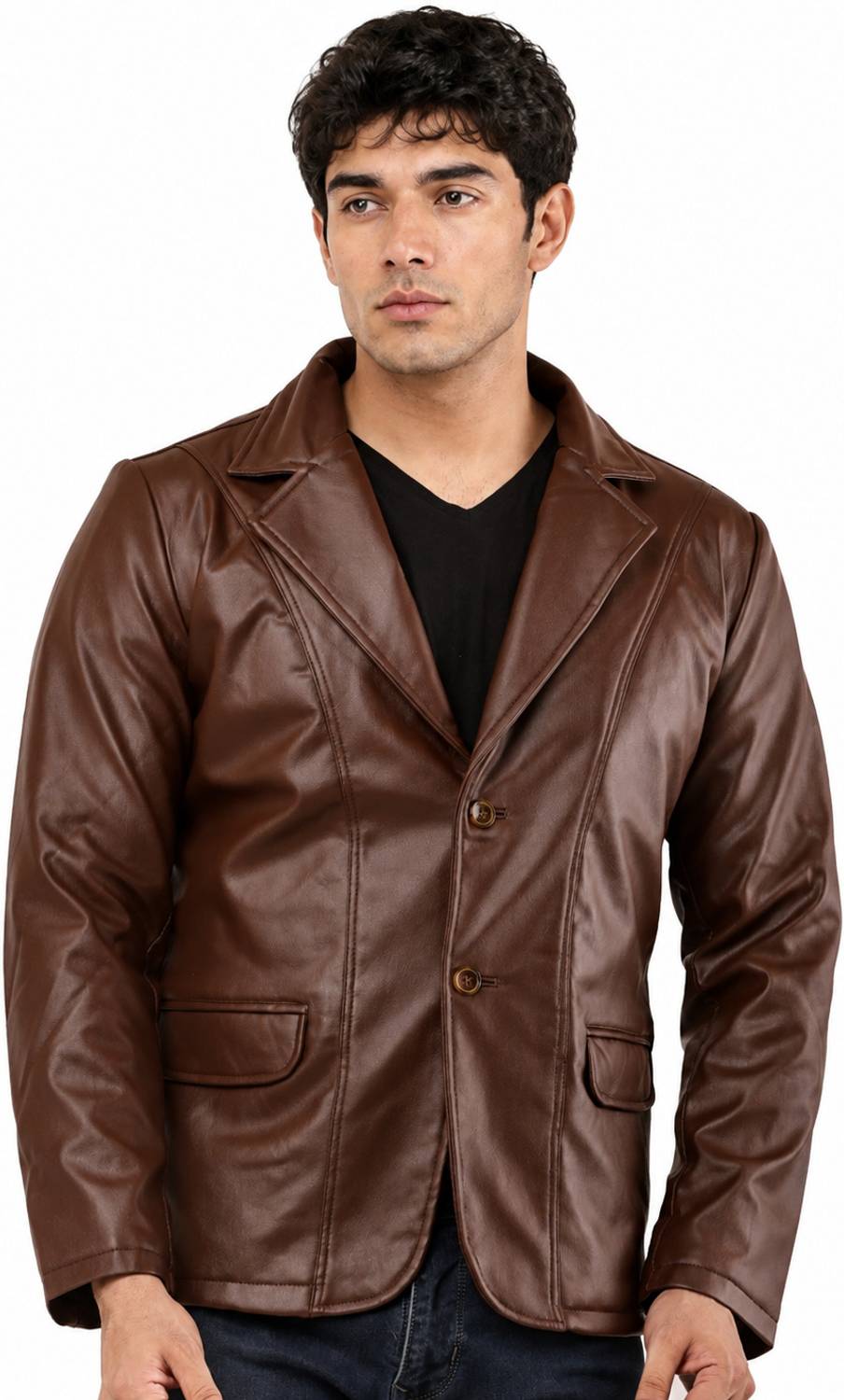 Wolver Solid Single Breasted Brown Blazer