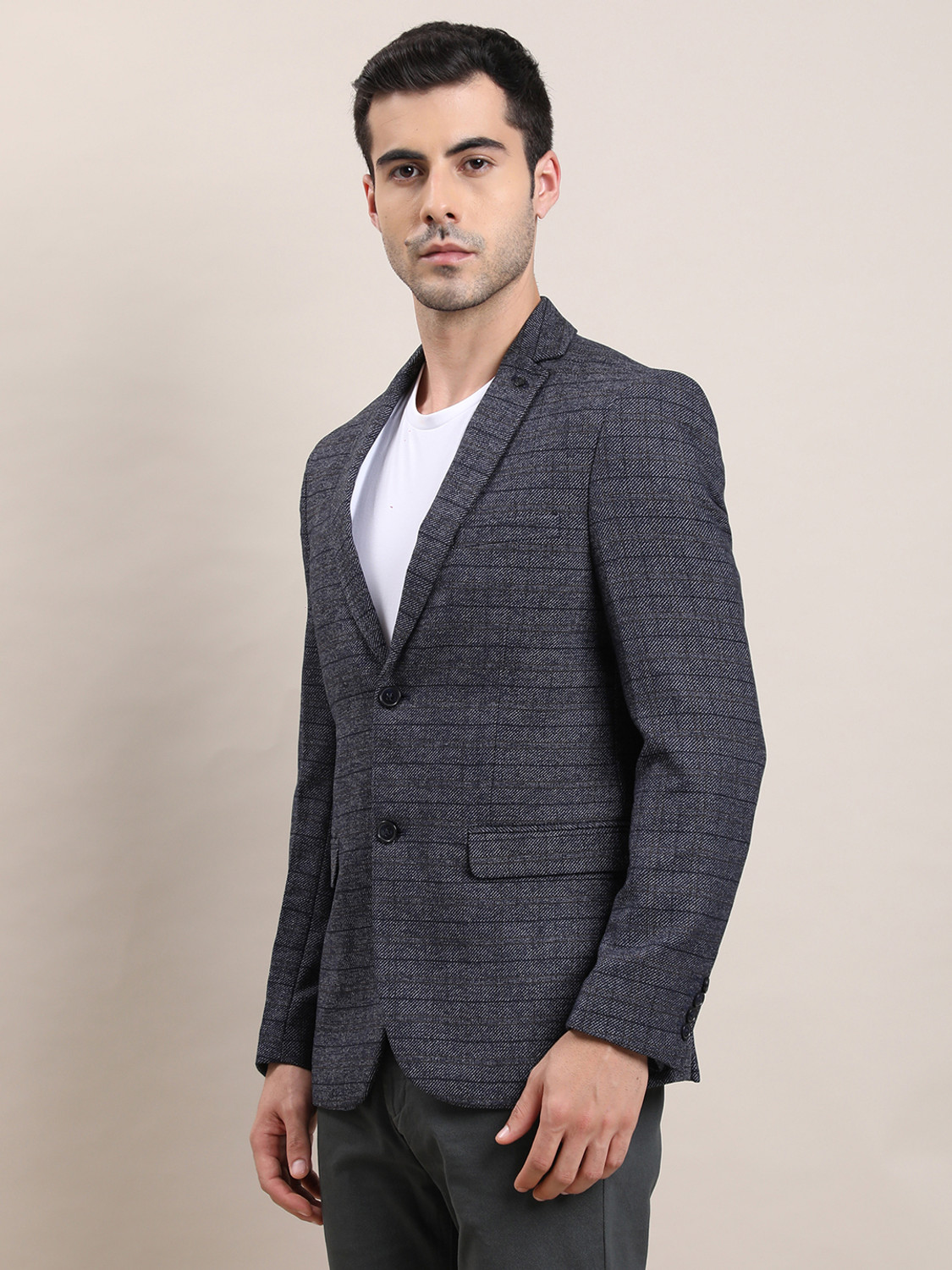 Image of TURTLE Checkered Single Breasted Casual Men Blazer
