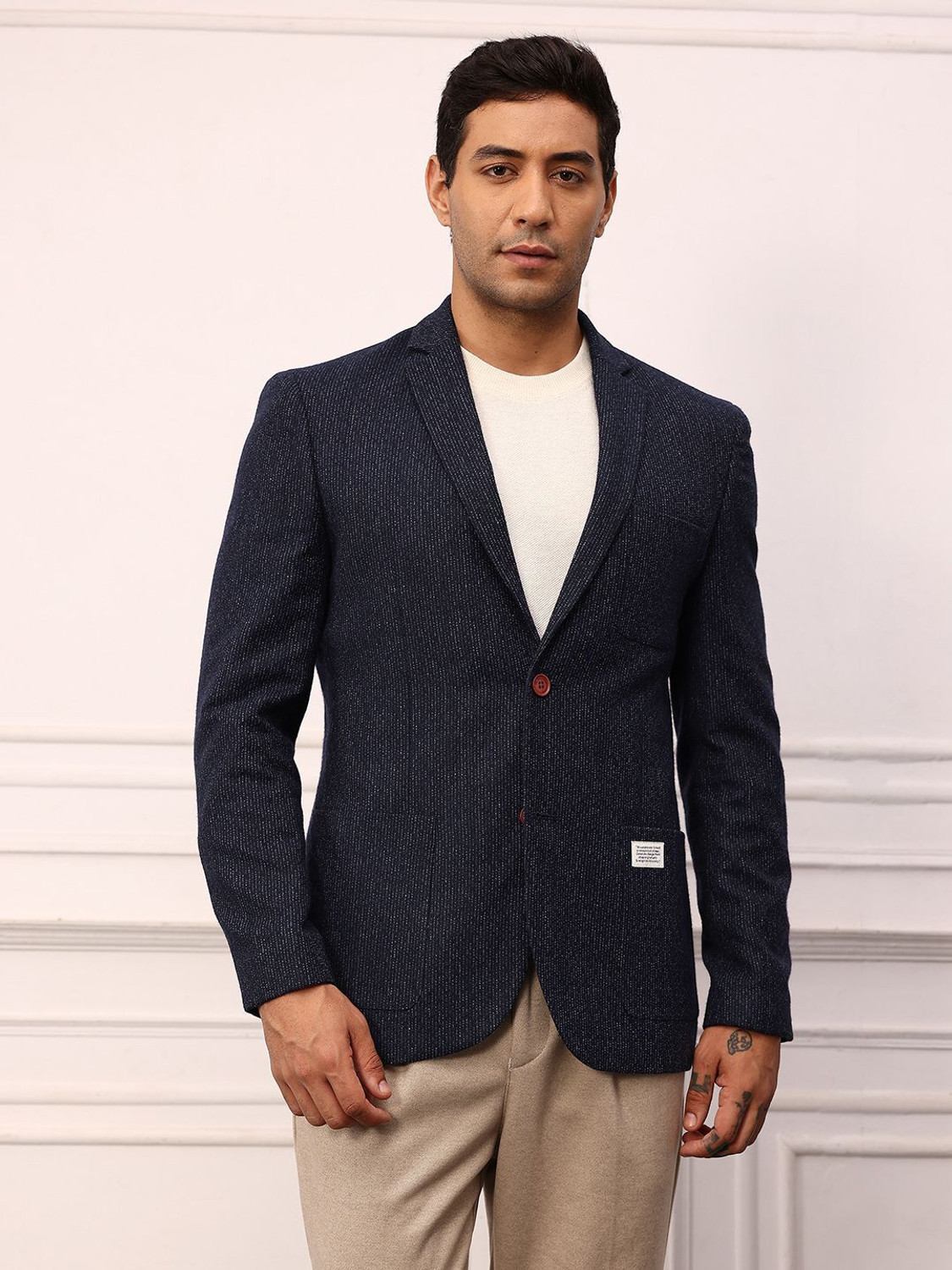 Image of Mr Bowerbird Self Design Single Breasted Casual Men Blazer