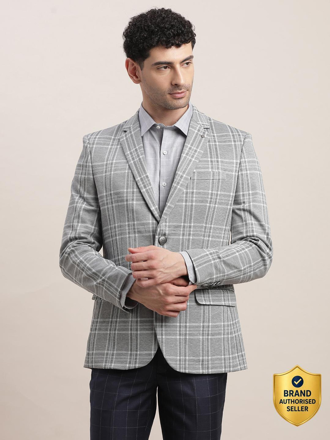 Image of TURTLE Checkered Single Breasted Casual Men Blazer