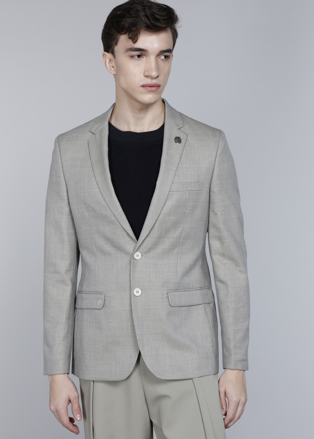 Image of Raymond Checkered Bandhgala Formal Men Blazer