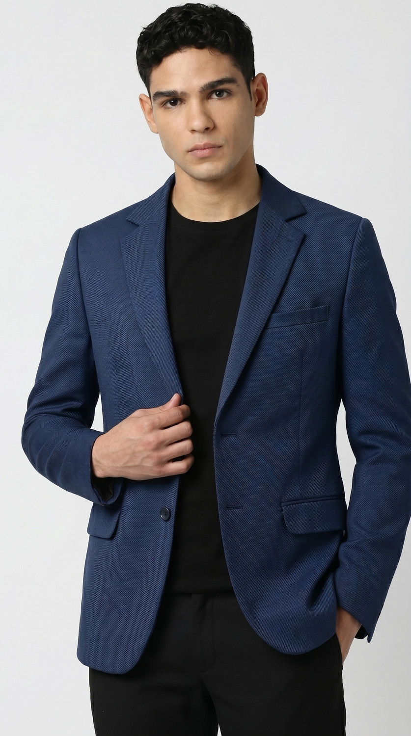 Image of RAJENDERANI Solid Single Breasted Formal Men Blazer
