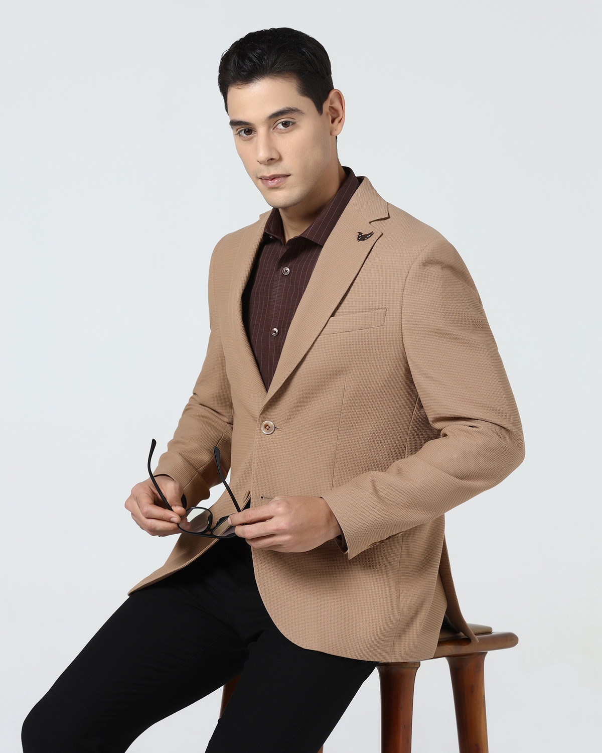 Image of Blackberrys Solid Single Breasted Formal Men Blazer