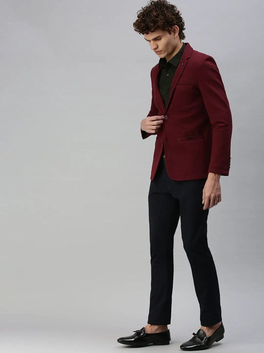 Image of SHOWOFFFF Solid Single Breasted Party Men Blazer
