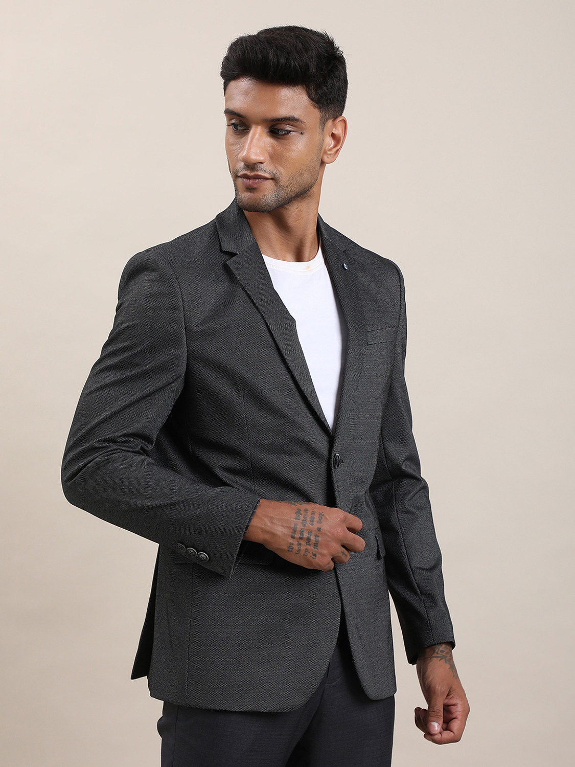Image of TURTLE Solid Single Breasted Casual Men Blazer