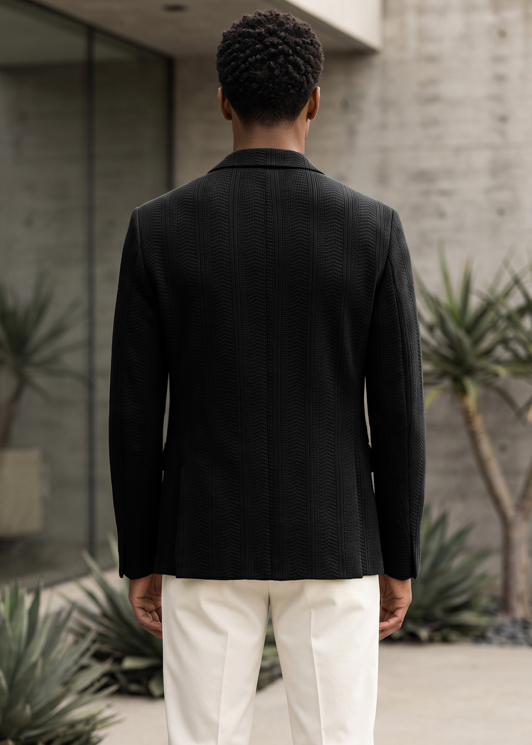 Image of KILLER Men Self Design Single Breasted Casual Blazer (Black)