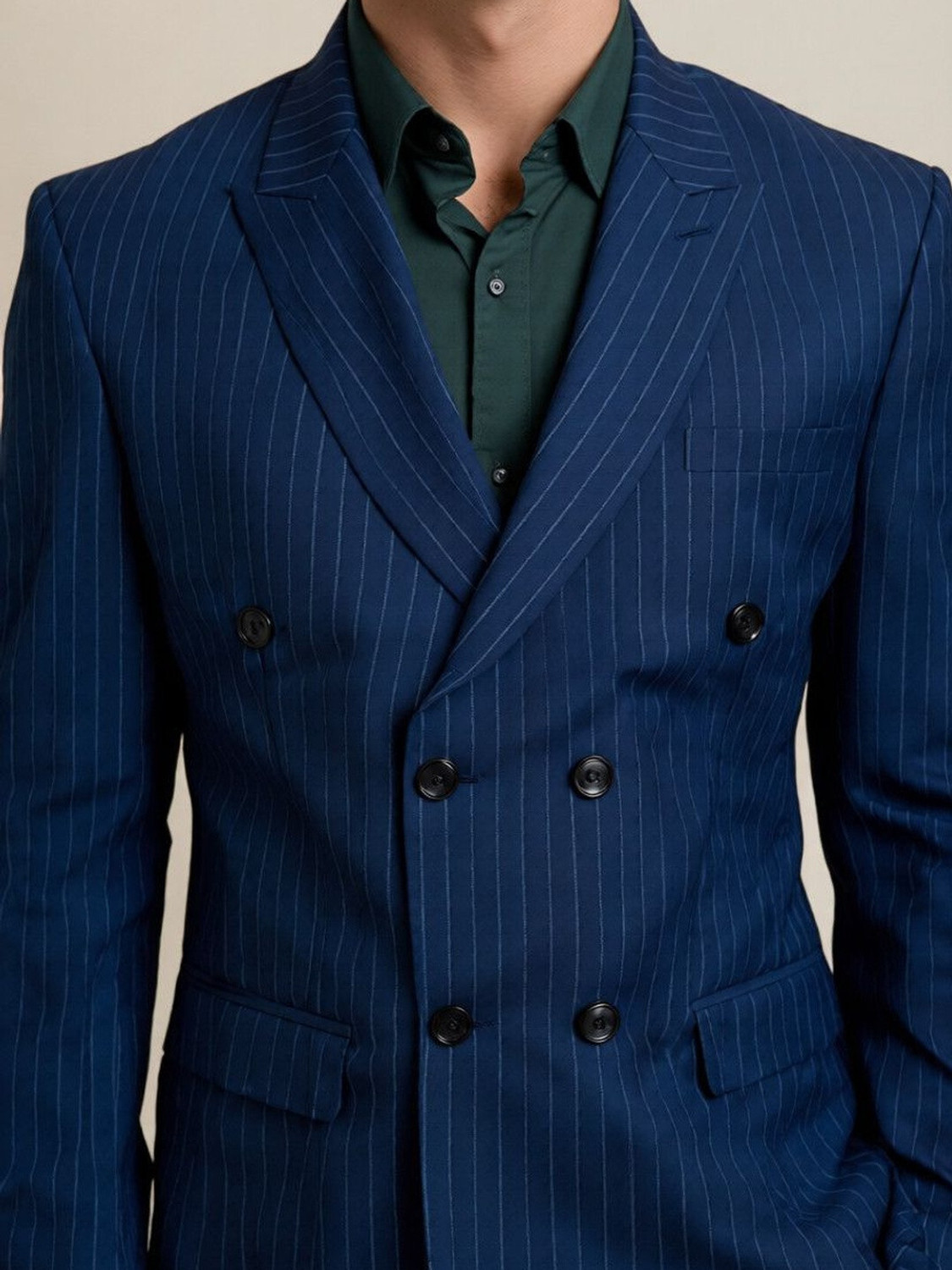 Image of Rajniti Striped Double Breasted Festive, Festive & Wedding, Formal, Lounge Wear, Party, Wedding Men Blazer