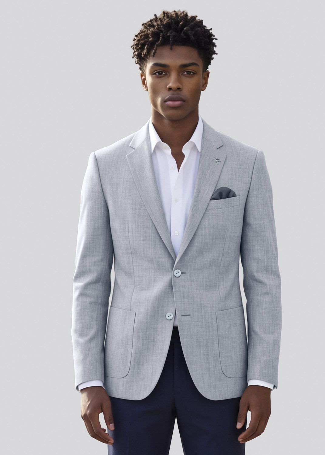 Image of KILLER Men Solid Single Breasted Casual Blazer (Grey)