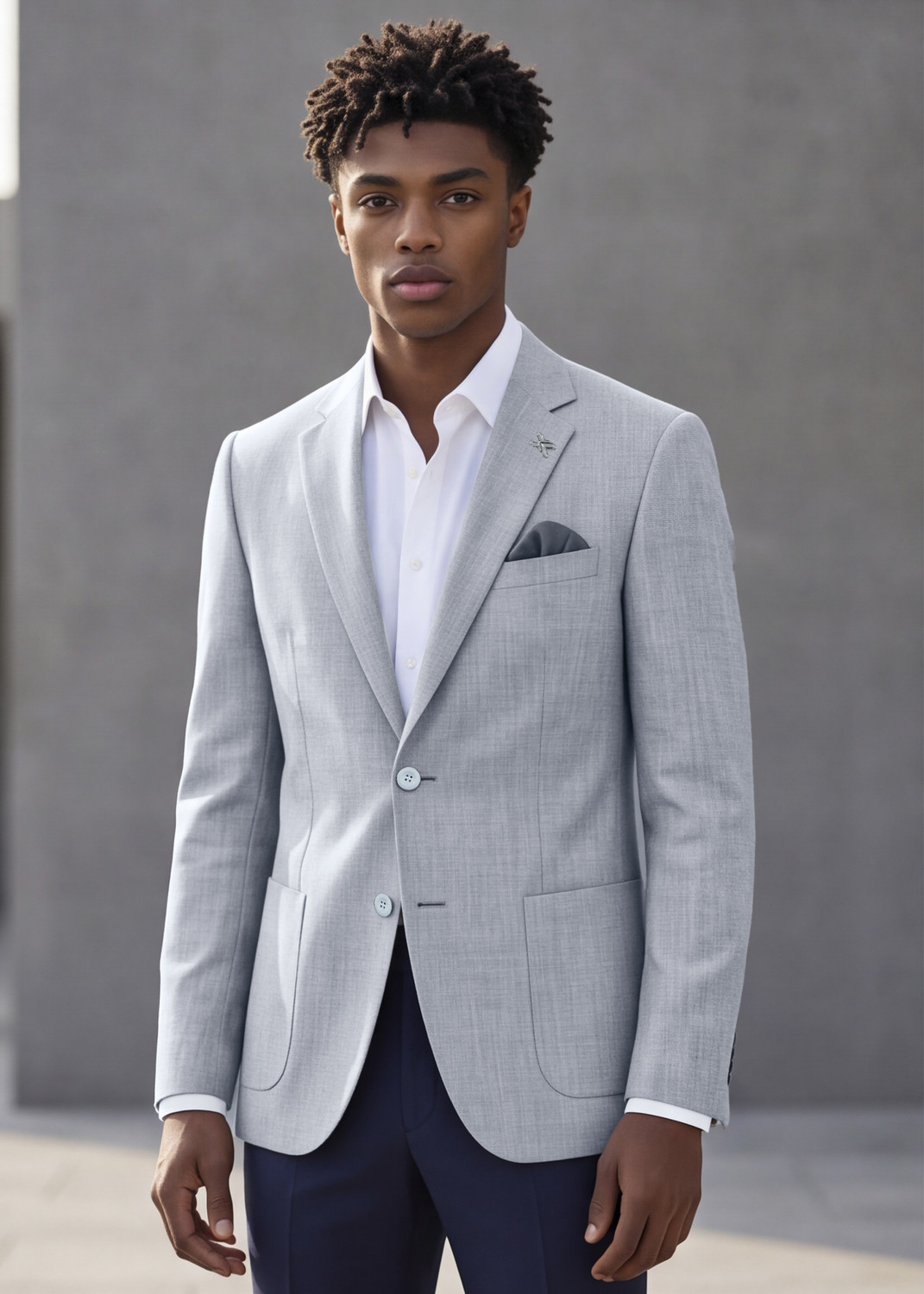 Image of KILLER Men Solid Single Breasted Casual Blazer (Grey)