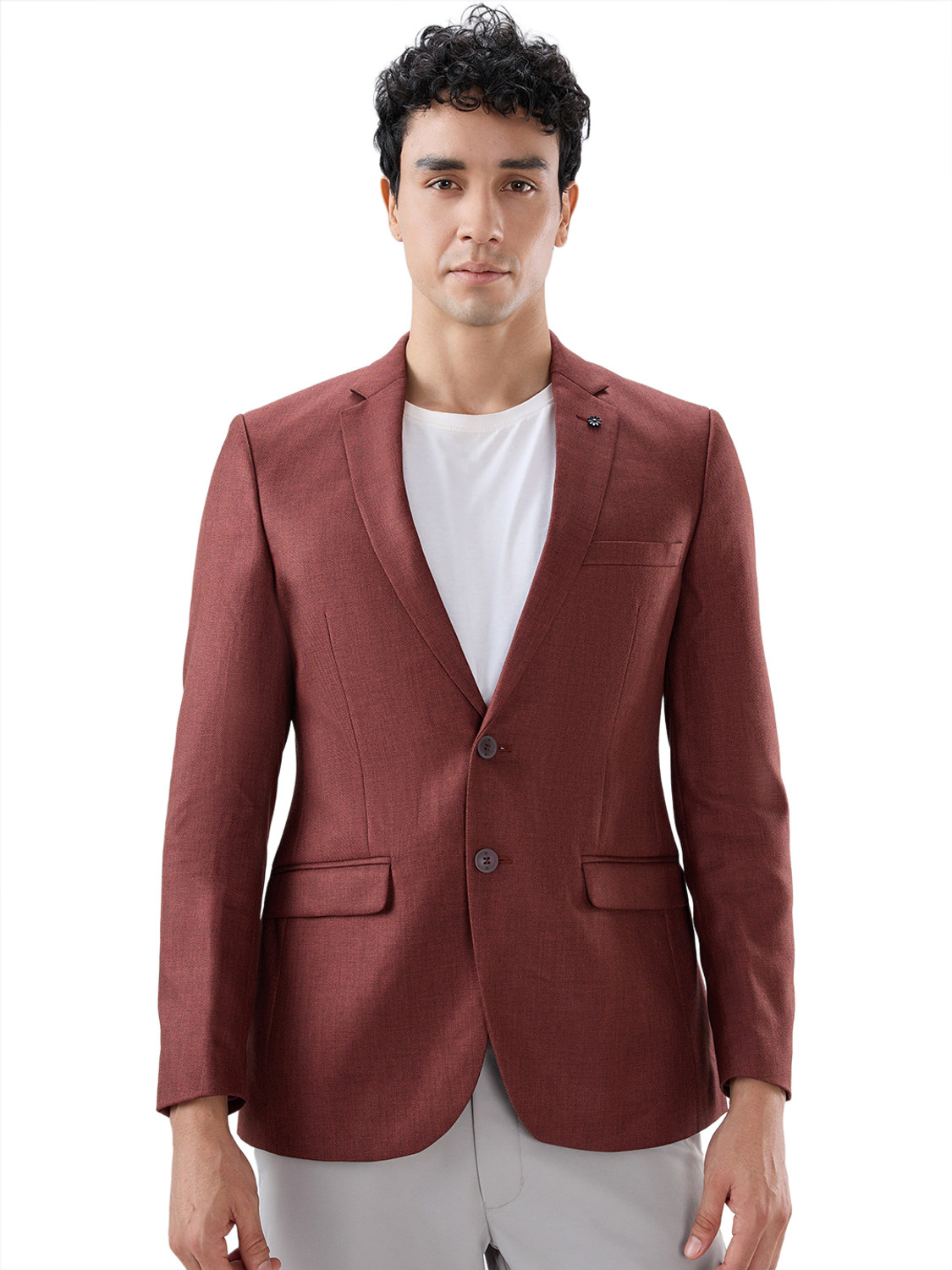 Image of Raymond Solid Single Breasted Formal Men Blazer