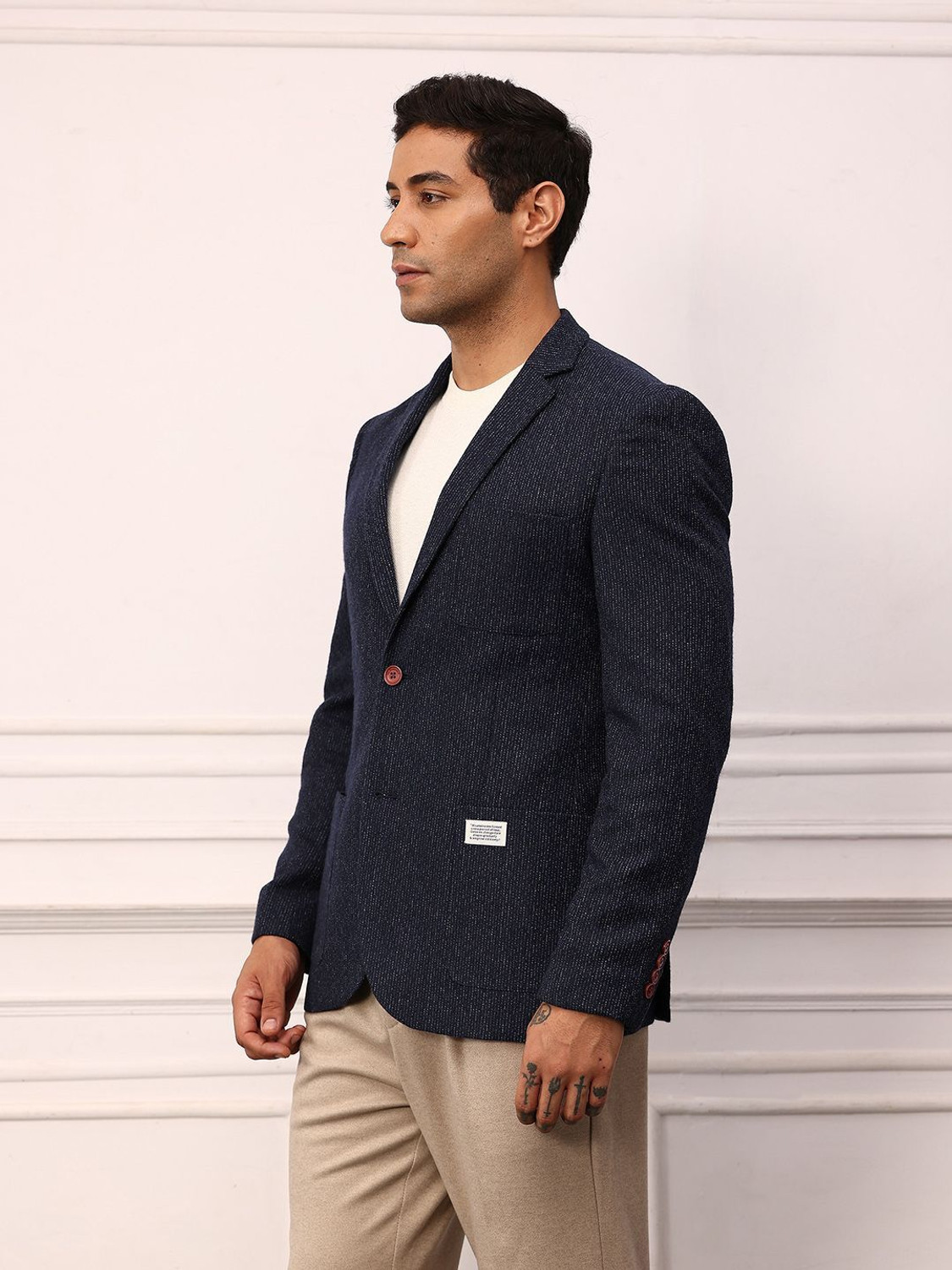 Image of Mr Bowerbird Self Design Single Breasted Casual Men Blazer