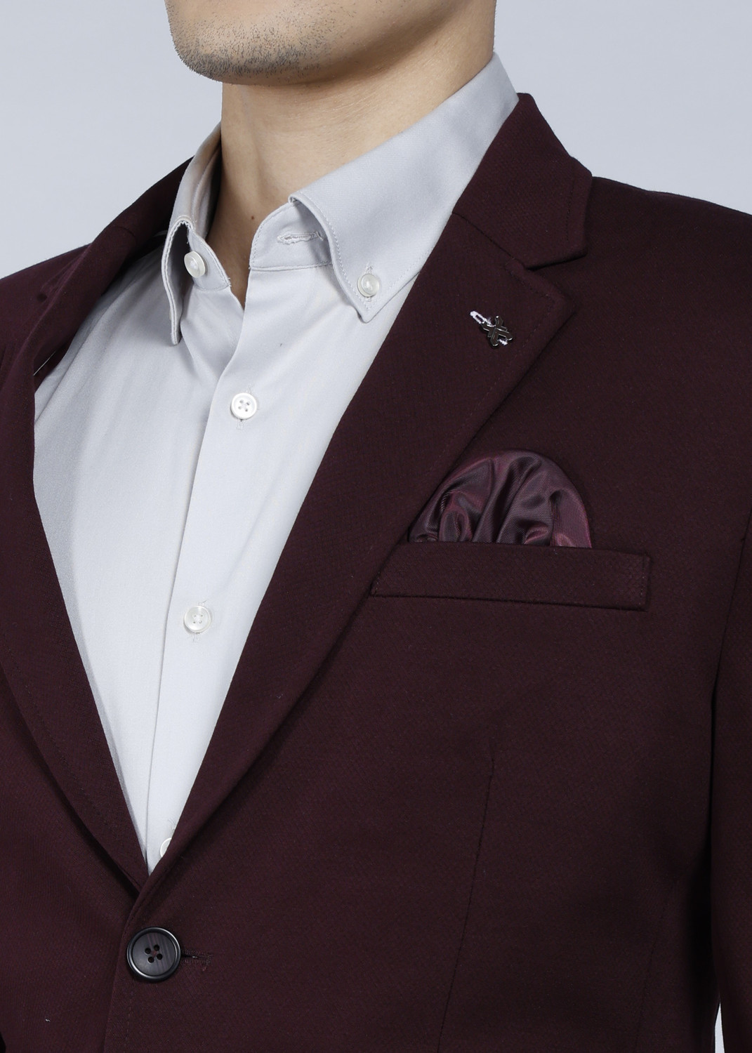 Image of KILLER Men Solid Single Breasted Casual Blazer (Maroon)