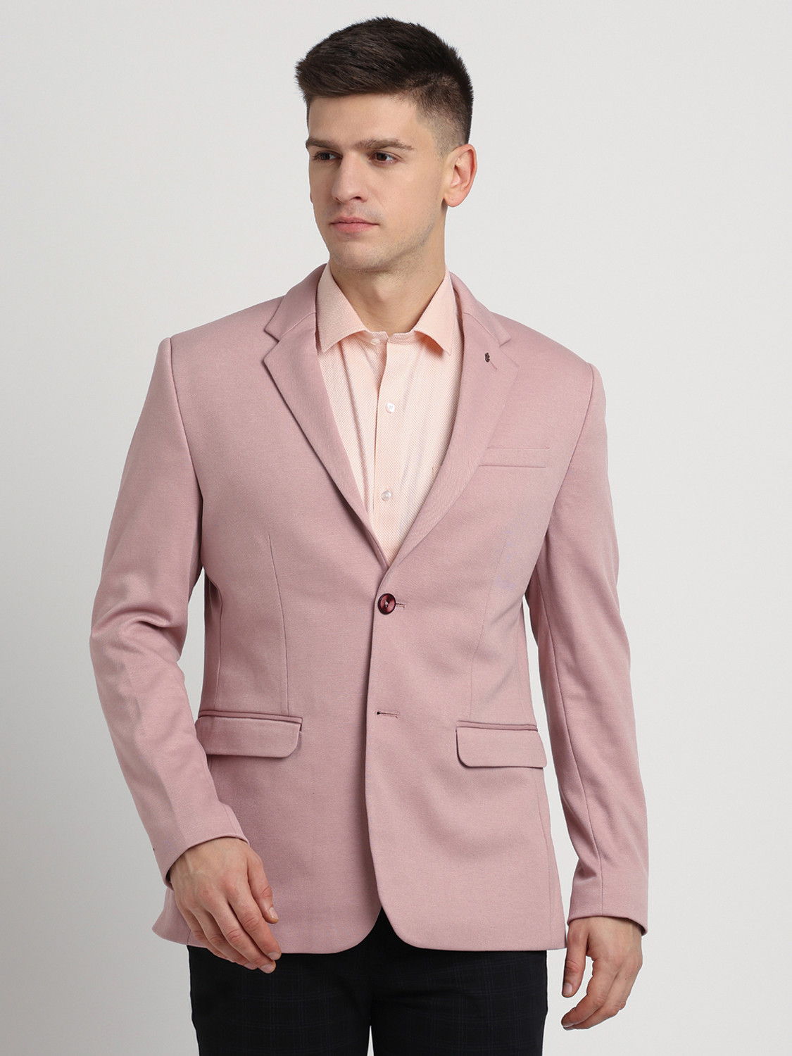 Image of TURTLE Solid Single Breasted Casual Men Blazer