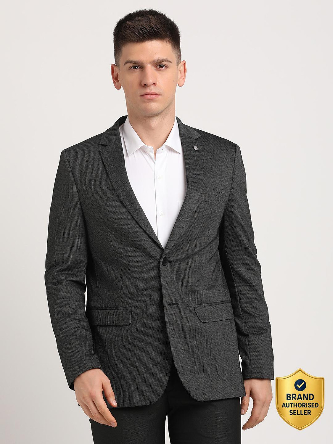 Image of TURTLE Self Design Single Breasted Casual Men Blazer