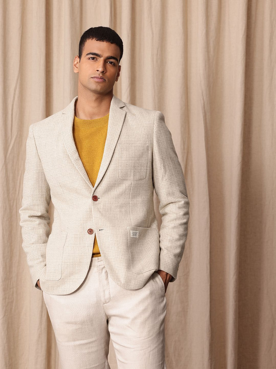 Image of Mr Bowerbird Checkered Single Breasted Formal Men Blazer