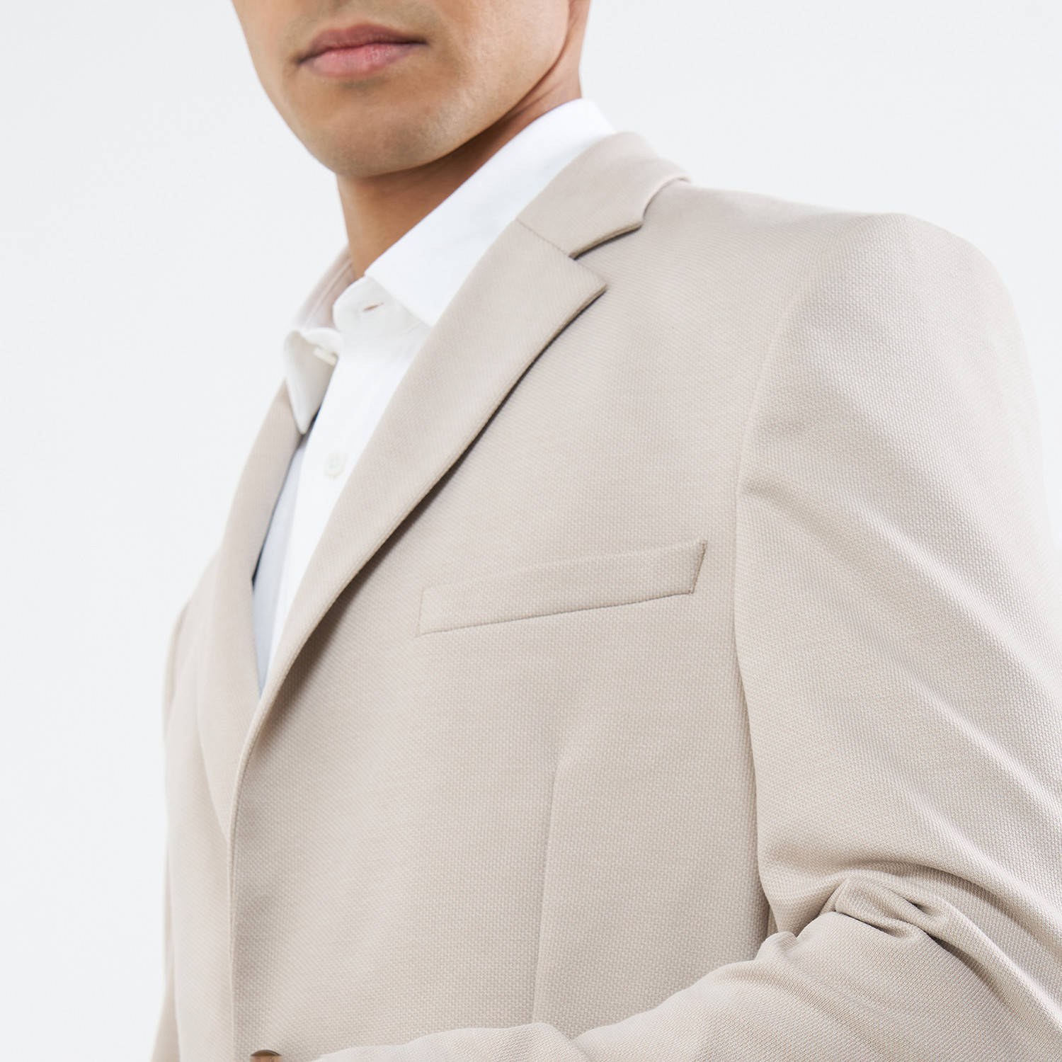 Image of Peregrine by Pantaloons Men Solid Single Breasted Casual Blazer (Beige)