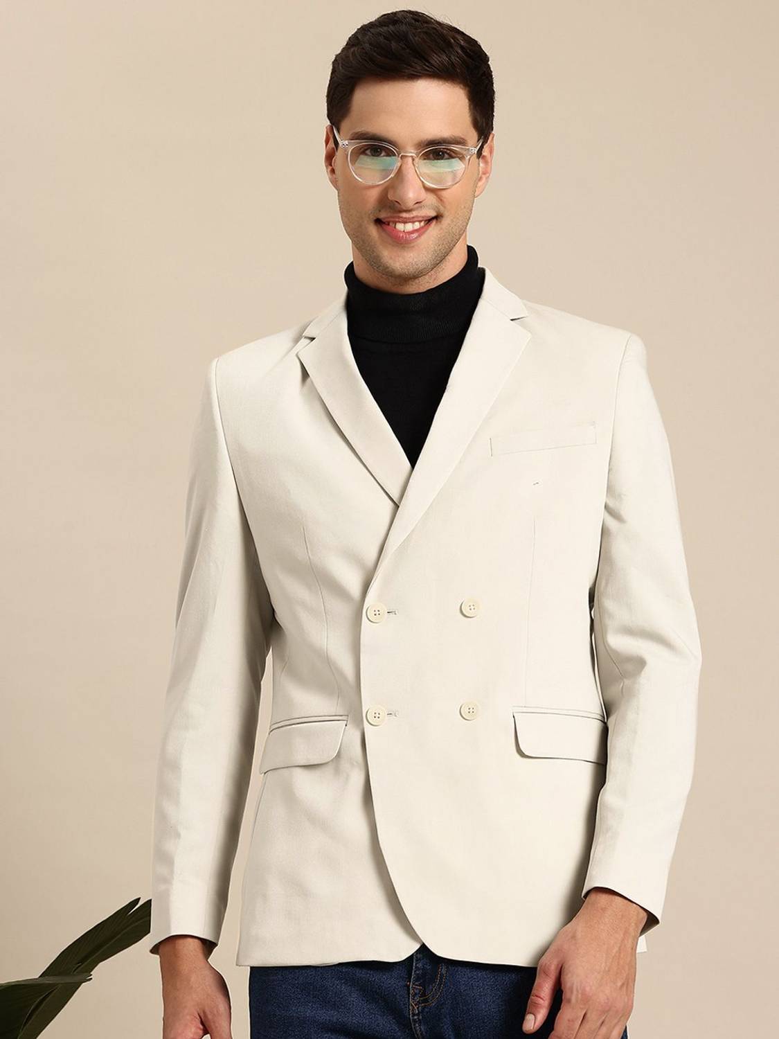 Mast & Harbour Solid Double Breasted Formal Men Blazer